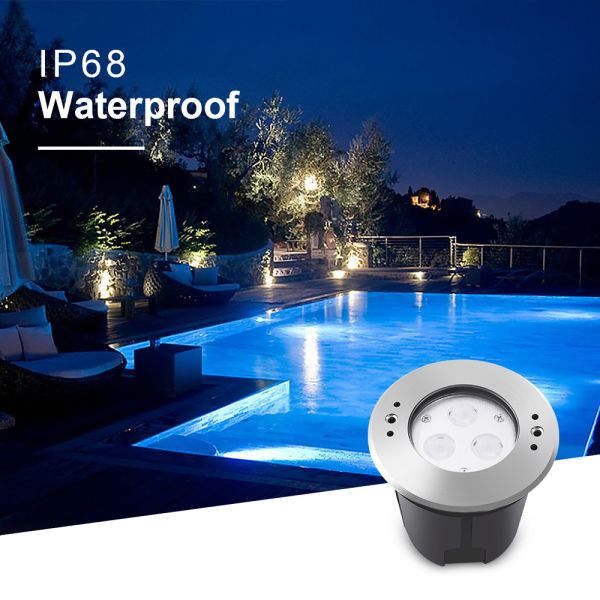 DIA 118mm IP68 304 en acier inoxydable chaud blanc sous-marin LED lumière 3W DC24v avec manchon de montage en plastique
