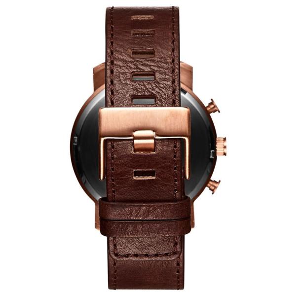 45mm men's genuine leather strap rose gold watch with japanese chronograph movt