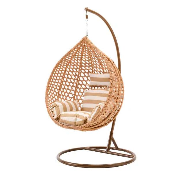 Single Leisure Styles Metal Frame Hanging Chair for Outdoor Rattan Swing Furniture