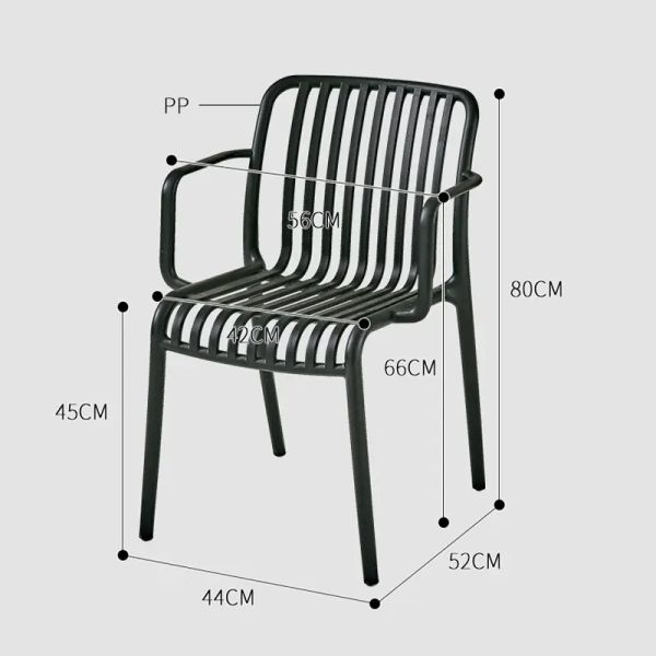 Red Plastic Garden Dining Chairs Nordic Stackable Black Plastic Armchair