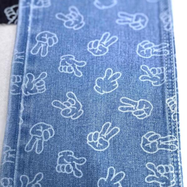 Finger Design  Printed Fabric  Non Elastic Denim 9.6oz 170-180CM DARK BLUE for jeans