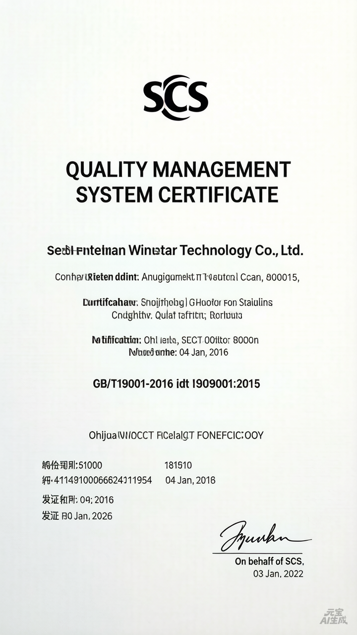 Shenzhen winstar Technology Co., Ltd Certifications