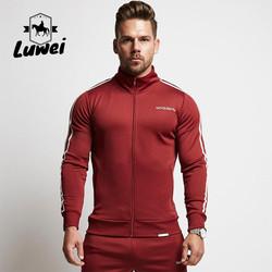 Slim Men Sportswear Set Cardigan Stand Collar Zipper Plus Size Traje