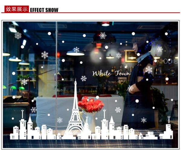 Removable Christmas Window Stickers , Christmas Door Stickers Transferable Glue