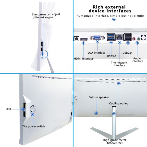 Время отклика 10 мс Ом 21.5 дюймовый настольный компьютер все в одном ПК компьютер ноутбук для работы / игры