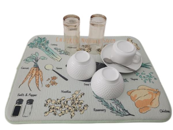 High Absorbent Polyester Microfiber Dish Drying Mat