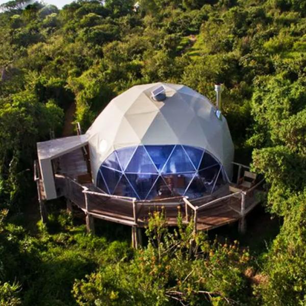 Luxo ao ar livre 8m Diâmetro dossel à prova d'água safari glamping resort hotel redondo tenda geodésica de cúpula