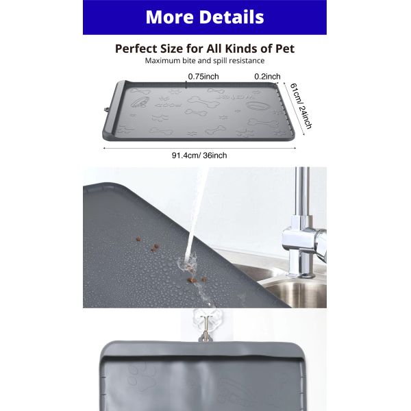 Tapis pour chiens en silicone avec poche pour les déversements et les résidus