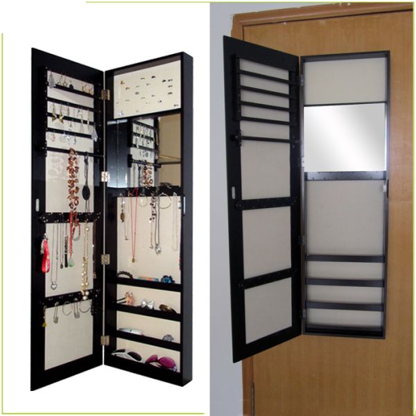 Bedroom Solid Wood 122x37x9.5cm Wall Mirror Jewelry Cabinet