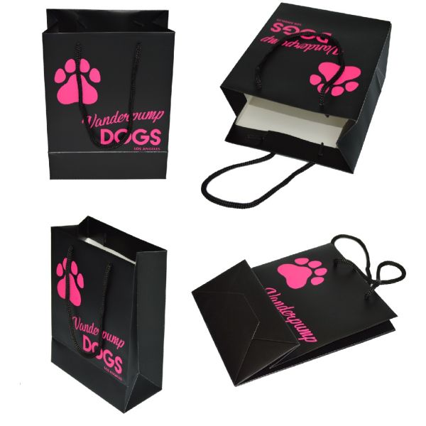 Black Retail Shop Bags For Shopping / Packing PP Rope Handle OEM Service