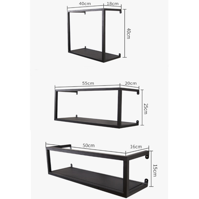 PU Leather Cover Modular Wrought Iron Metal Floating Wall Shelves for Home Decorative