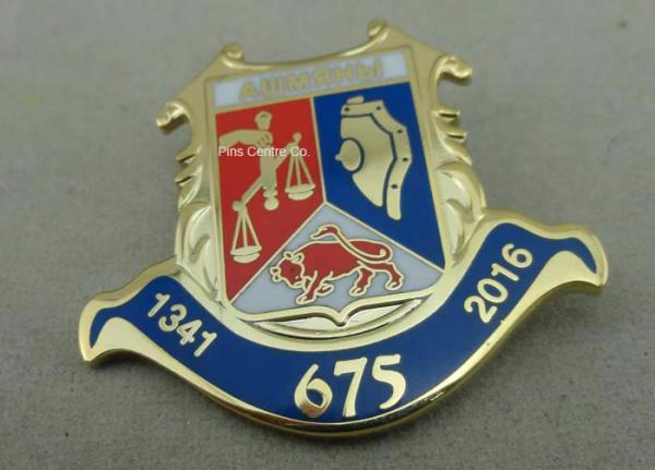 Smooth Back Custom Cloisonne Hard Enamel Pin Copper Die Struck For Sports