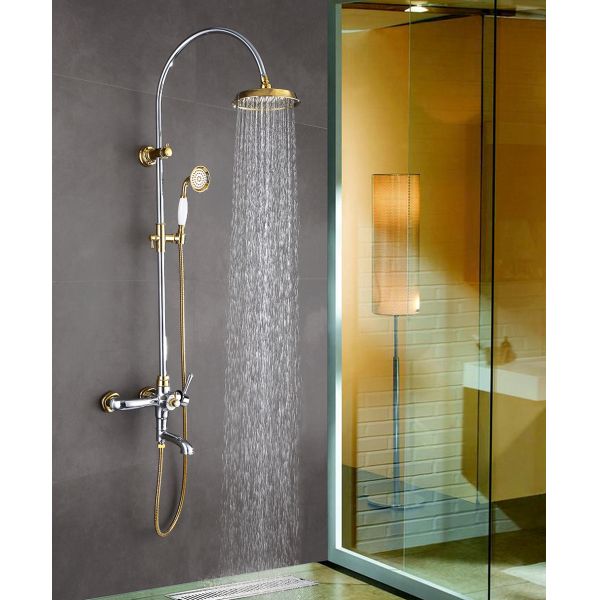 Modern Design Rose Gold Thermostatic Exposed Shower Set With Handheld Shower Anodized