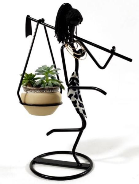 Creative Iron Art Figure Flower Succulent Pot for Home Decoration