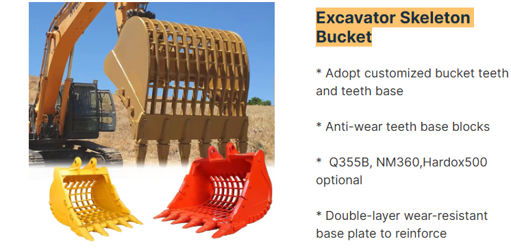 High Quality Skeleton Excavator Dig Bucket With Hole Skeleton Bucket Mining Excavator Bucket
