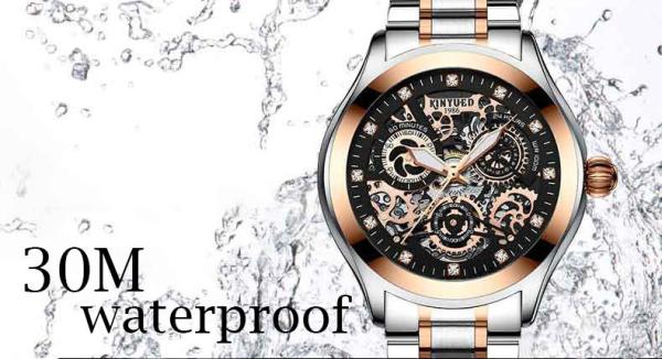 KINYUED new design automatic watch movement stainless steel mechanical watch gold watch luxury reloj wristwatches