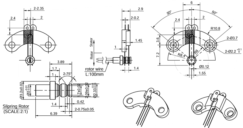 Easy Mounting Split Slip Ring IP00 2 Circuits 30rpm Rapid Maintenance