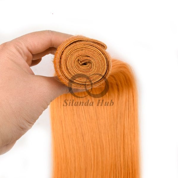 Orange Straight Remy Human Hair Bundles Sew In Weave Bundles Brazilian Bundle Deals