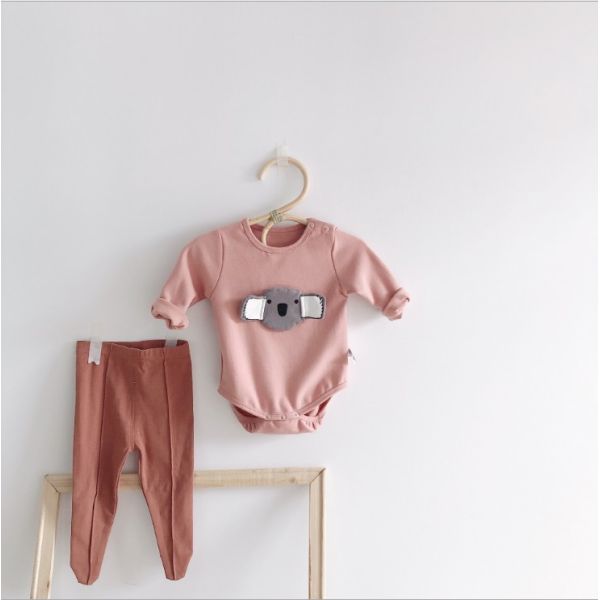Long Sleeve New Organic Cotton Cartoon Koala Baby Girl Onesies