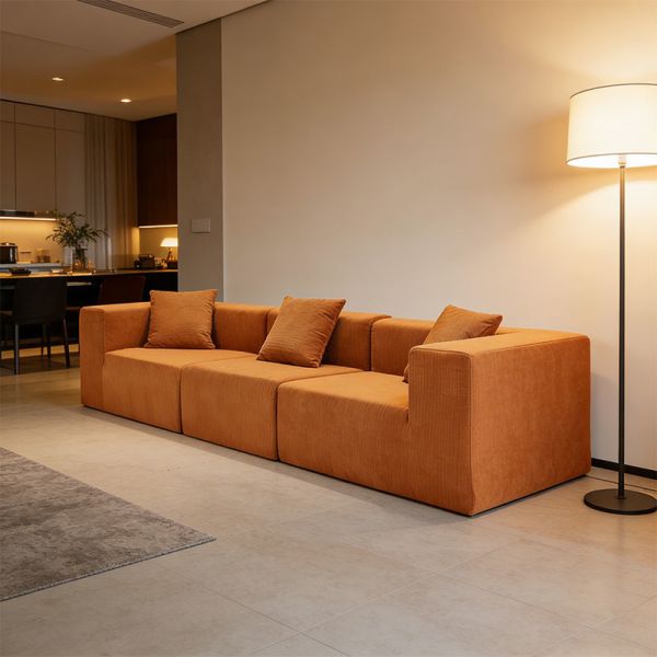 Vacuum Sealed Modular Office-Friendly Ottoman Matching Pillow Space-Saving Upholstered Custom Module Compressed Sofa