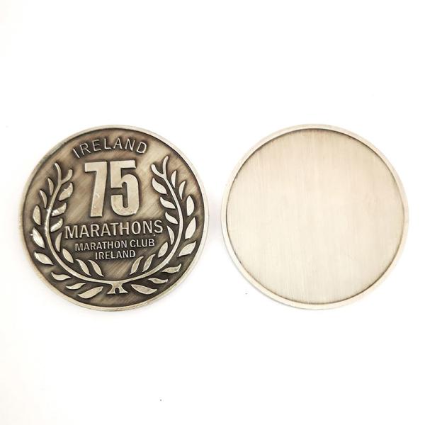 Custom Collectible Brass Die Struck Coin Antique Silver Ireland Marathons Club