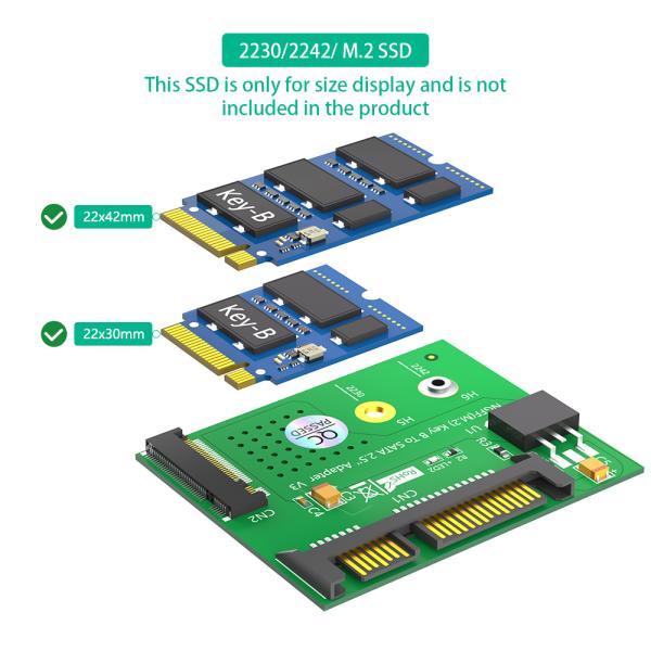 M.2 SATA SSD to SATA III 2.5インチ アダプター NGFF M.2 デスクトップとラップトップ用のキーB拡張カード SATA SSDのサポート 2230 2242mm
