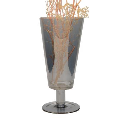 Stemed galvanizou Grey Glass Candle Holder Centerpieces