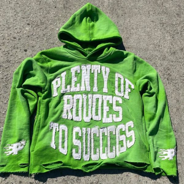 Francés Terry Slim Fit con capucha de gran tamaño en dificultades con capucha de diseño de corte de borde de cultivo