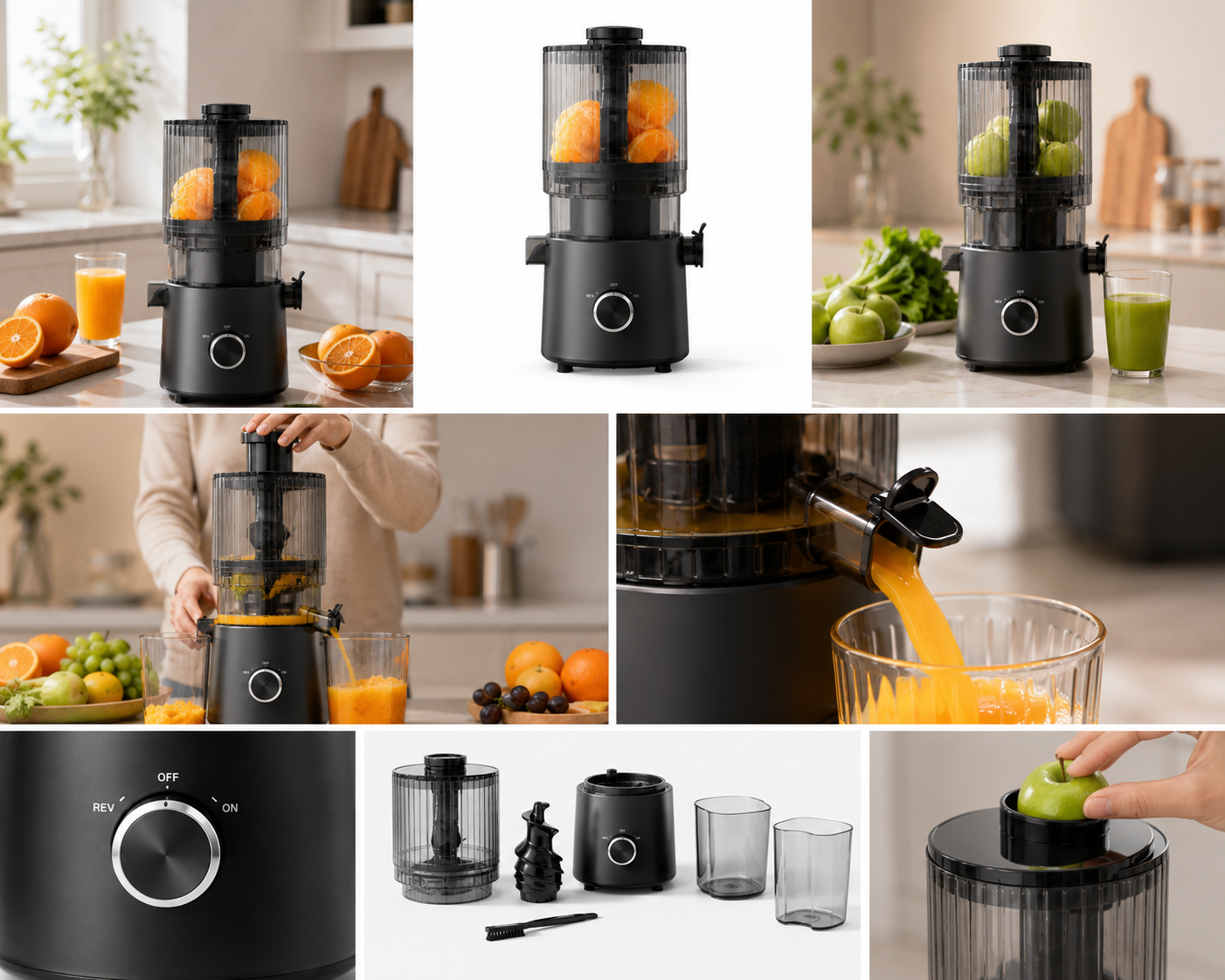 Fresh Smart HJ303 Extra-Wide Slow Masticating Juicer – For the Love of Fresh Juice with 155mm Chute, 2400ml Hopper, 200W Cold Press & Self-Cleaning