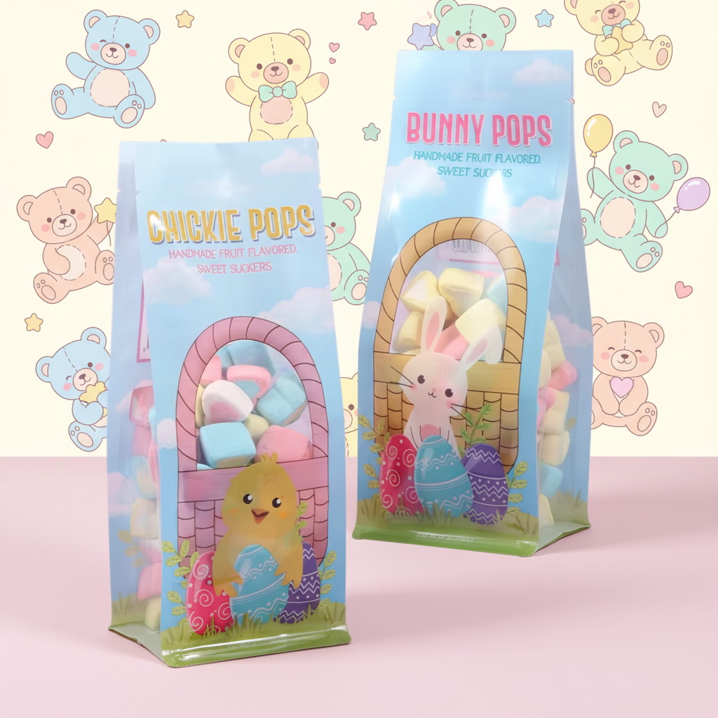 Personalized Custom-Shaped Food Grade Candy Bags-Re-sealable Recyclable Transparent Stand-Up Packaging Pouches Pattern