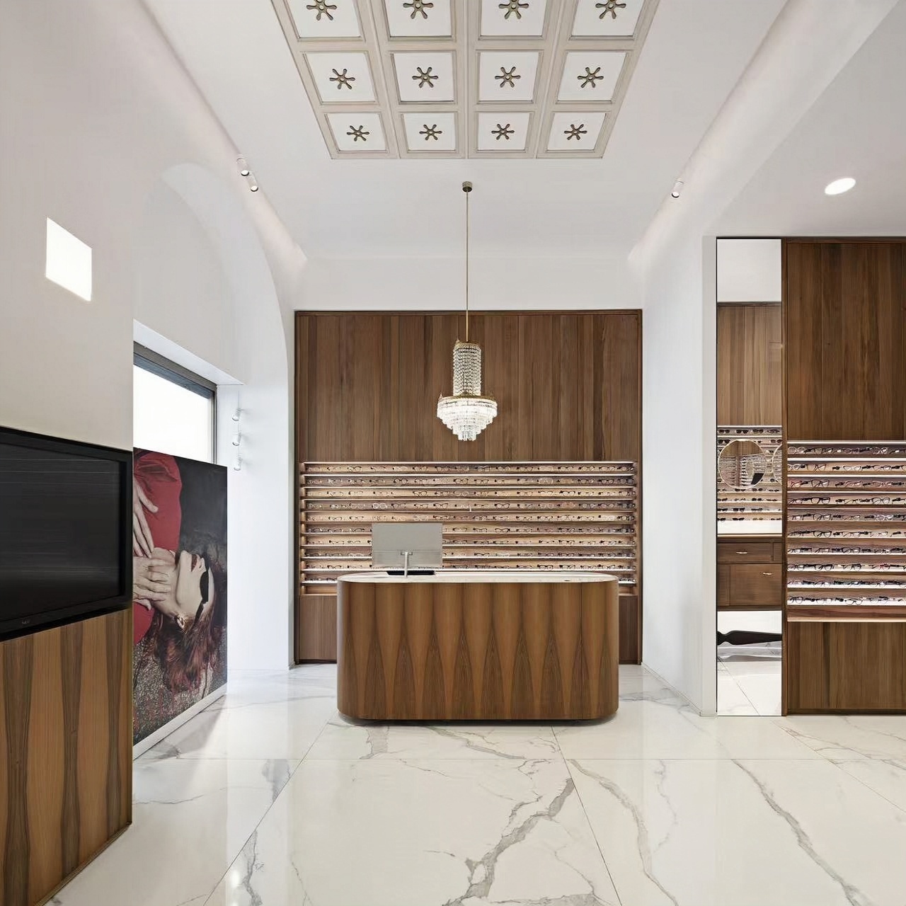 Wooden Eyeglass Display Cabinet Optical Shop Showcase Furniture