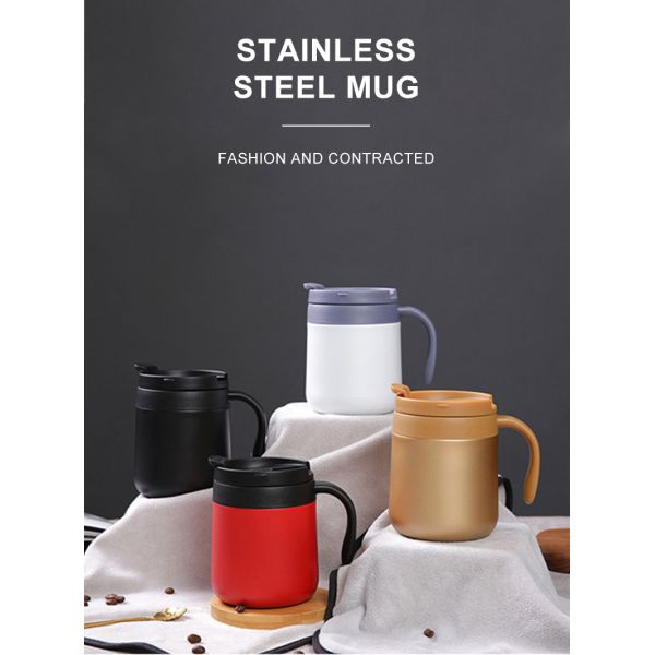 Customized Logo Acceptable 350ML12oz Stainless Steel Coffee Travel Mug with Handle