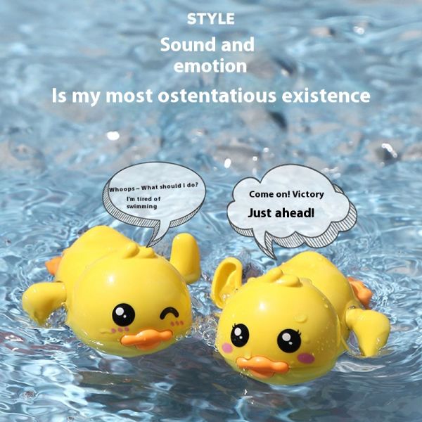 Yellow Duck Bath Toy for Toddlers Lovely Floating Bath Duck Mini Water Clockwork PVC Educational Swimming Toy Bathroom Children