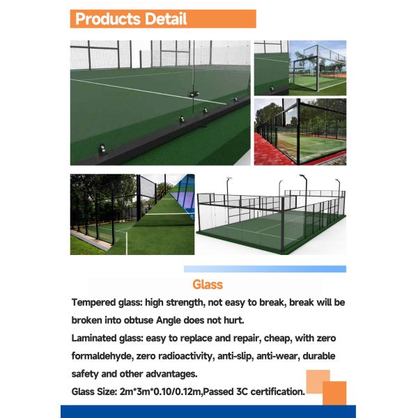Waterproof Padel Tennis Court with Durable Net Fencing and Customized Colors