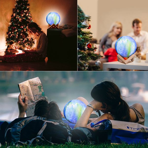 Personalized Moon Led Night Light 5.9 Inch With Stand 16 Colors RGB