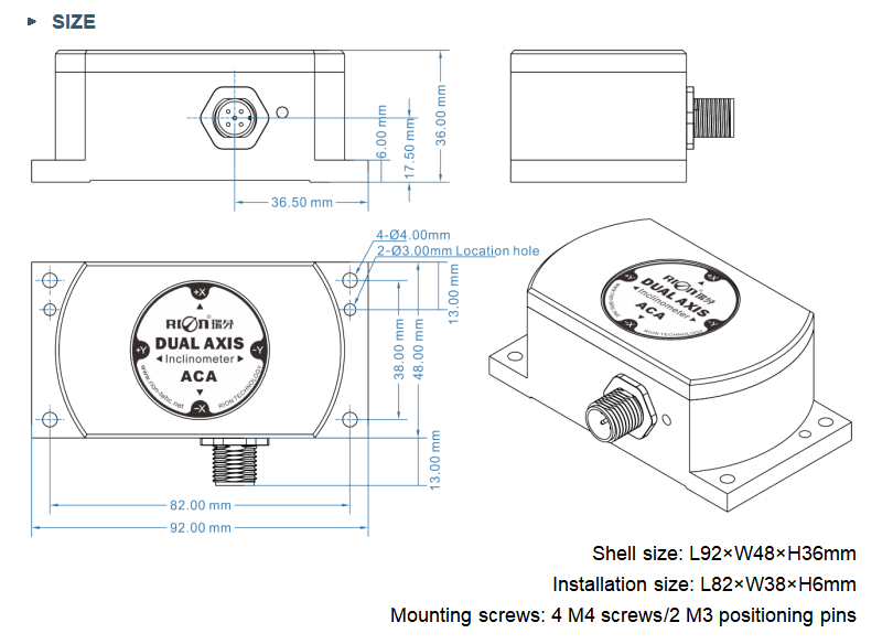 ACA816T Датчик наклона Инклинометр HCA526T Высокая точность CANOpen Angle Meter