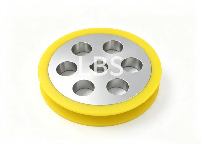 Precision Machined 6061-T6 Aluminum Fixed Pulley with PU Cladding, Precision Tolerance Guide Wheel for Winch & Lifting Equipment