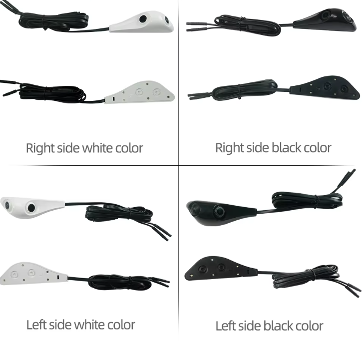 1080P AHD HD Waterproof Blind Spot Side View Camera No Drilling Sticker Mount Universal Car Door Camera White & Black