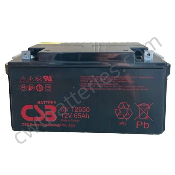 CSB GP12650 Batterie de stockage de plomb-acide scellée 12V 65Ah régulée par vanne Batterie AGM sans entretien