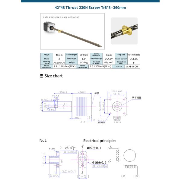 Nema17 Stepper Motor Linear Actuator for High Precision Motion and Positioning Control