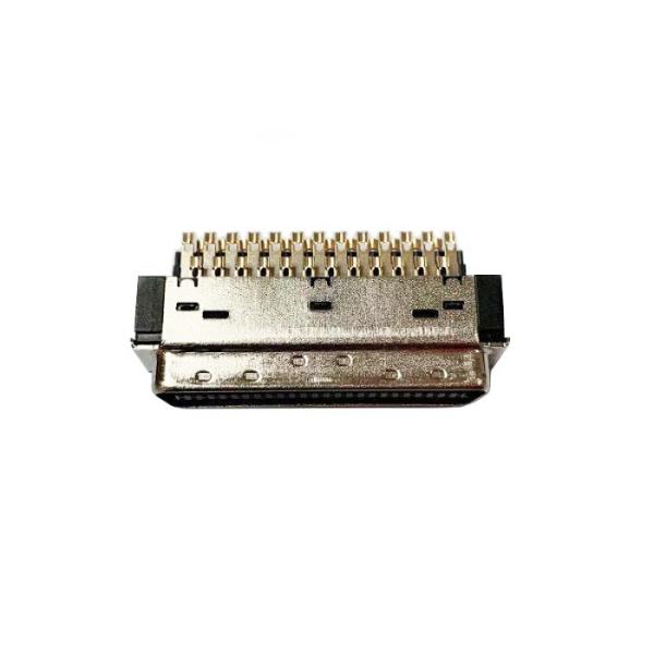 SCSI 50P Male Solder Type Full Gold Plated Connector With Plastic Shell