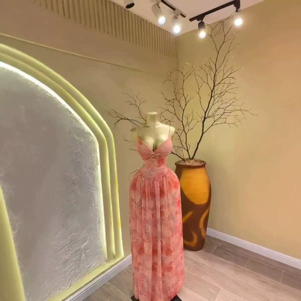 Elegant and Stylish Fitted Waist Maxi Dress - Floor-Length Long Dress