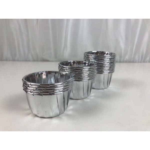Silver Aluminum Metallic Foil Cupcake Paper Cups For Wedding