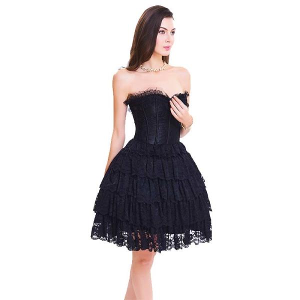 Vestido mais pechugón desossado floral de atadura do Shaper do corpo de Overbust do cetim superior do espartilho das mulheres
