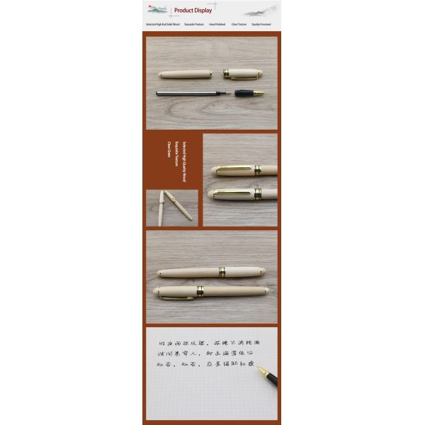 Escrita de firma de madera de arce retro 0.5mm Clip de metal bolígrafo comercial de rodillo