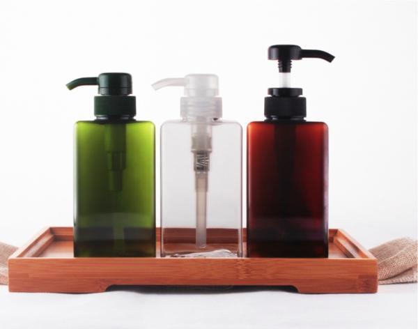 O plástico vazio quadrado do ANIMAL DE ESTIMAÇÃO engarrafa a cor cosmética do costume da bomba da loção 350ml