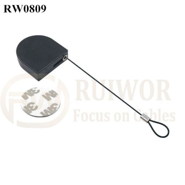 RW0809 D-Shaped Small Retractable Tether Plus Size Customizable Fixed Loop End For Retail Display Protection