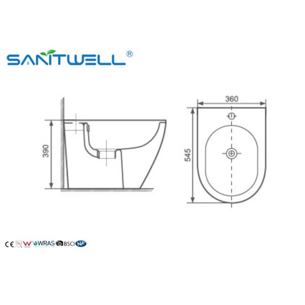 Материал 545*360*390мм санитарных изделий биде дамы Ванной комнаты Назад К Стены керамический