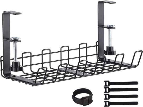 Metal Desk Cord Holder Perfect Solution for Cable Management Under Desk in Living Room