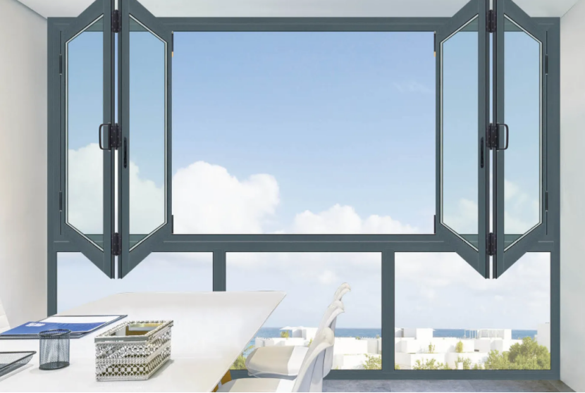 Bi Fold Structural Glass Curtain Wall Facade Double Aluminum Glazing Window